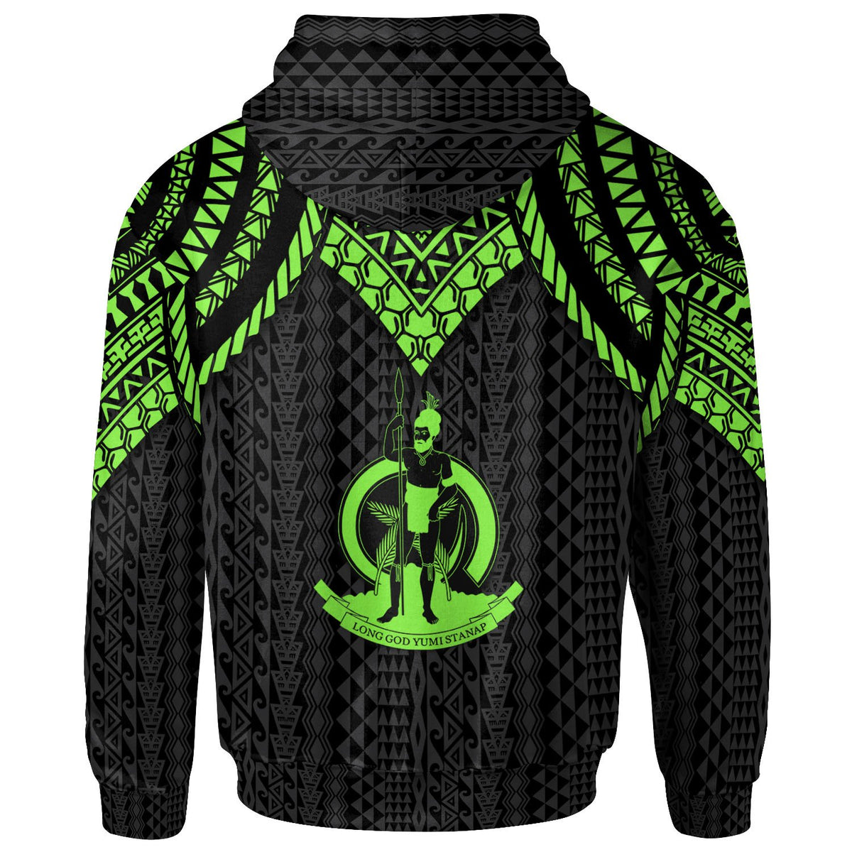 Vanuatu Custom Hoodie Polynesian Armor Style Green - Polynesian Pride