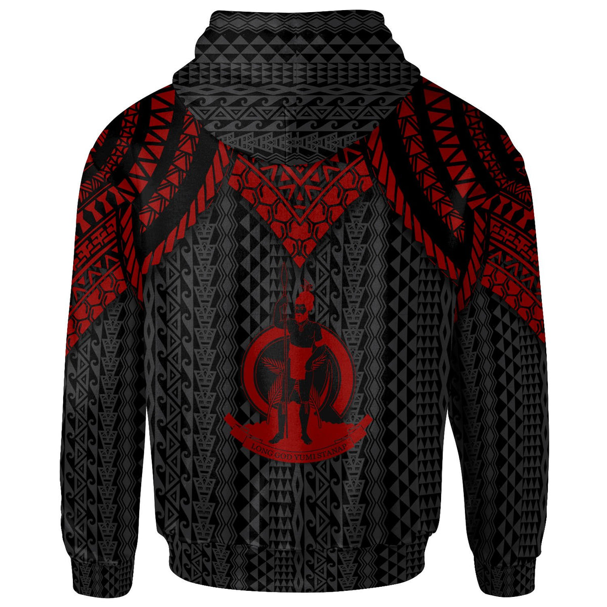 Vanuatu Hoodie Polynesian Armor Style Red - Polynesian Pride