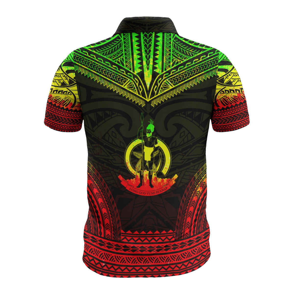 Vanuatu Custom Polo Shirt Vanuatuan Coat Of Arms Polynesian Chief Tattoo Reggae Version - Polynesian Pride