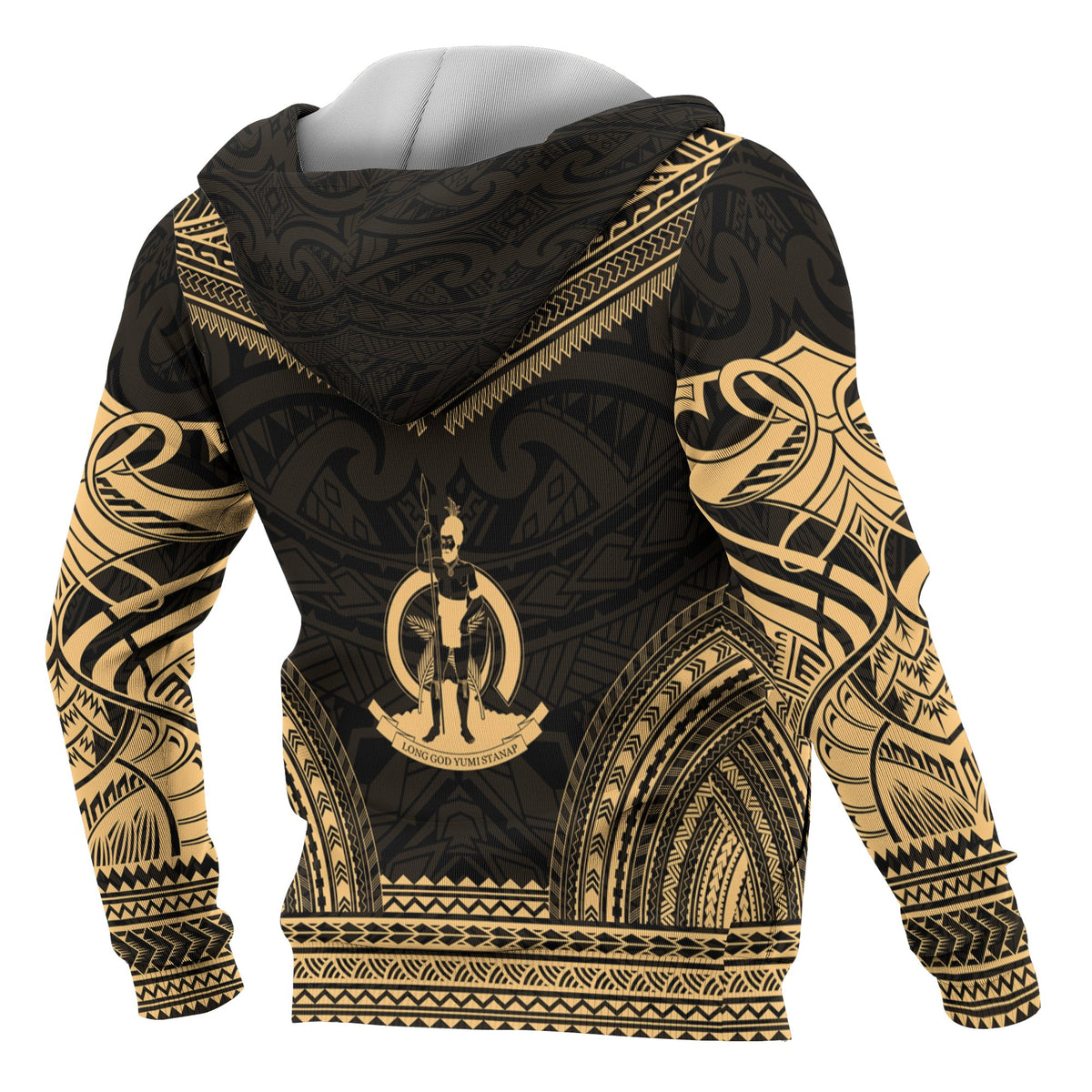 Vanuatu Polynesian Chief Custom Hoodie Gold Version - Polynesian Pride