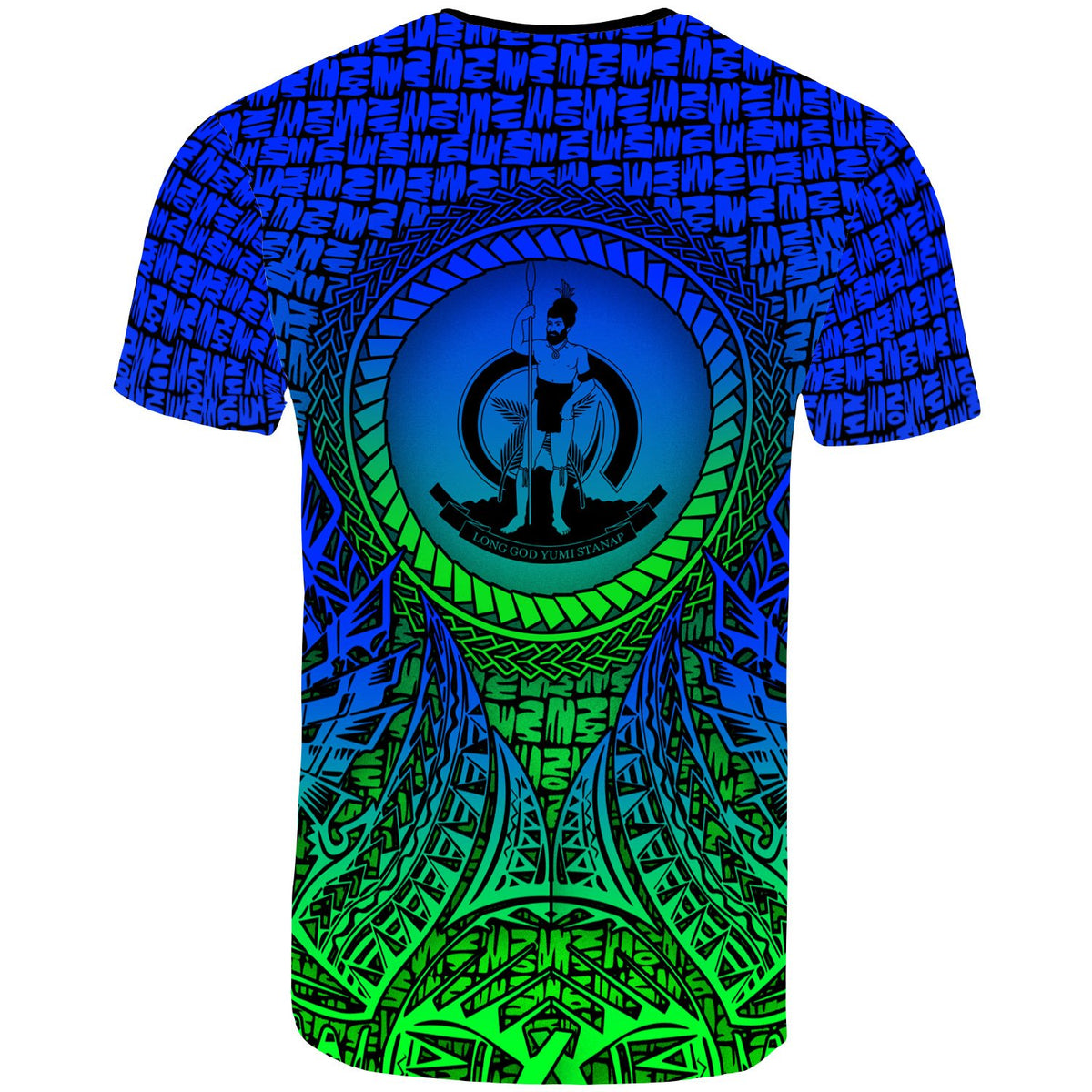 Vanuatu T Shirt Circle Pattern Blue - Polynesian Pride