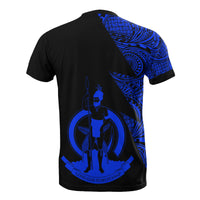 Vanuatu Custom T Shirt Polynesian Pattern Blue Style - Polynesian Pride