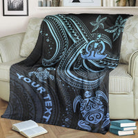 Vanuatu Custom Personalised Premium Blanket - Blue Turtle - Polynesian Pride