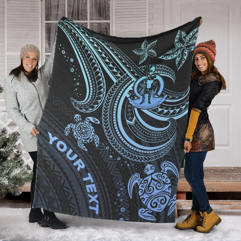 Vanuatu Custom Personalised Premium Blanket - Blue Turtle - Polynesian Pride