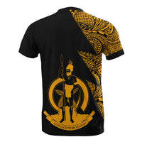 Vanuatu Custom T Shirt Polynesian Pattern Gold Style - Polynesian Pride
