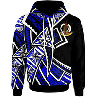 Vanuatu Hoodie Tribal Flower Special Pattern Blue Color Unisex Blue - Polynesian Pride