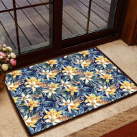 Vintage Floral Hawaii Door Mat Door Mat Black - Polynesian Pride