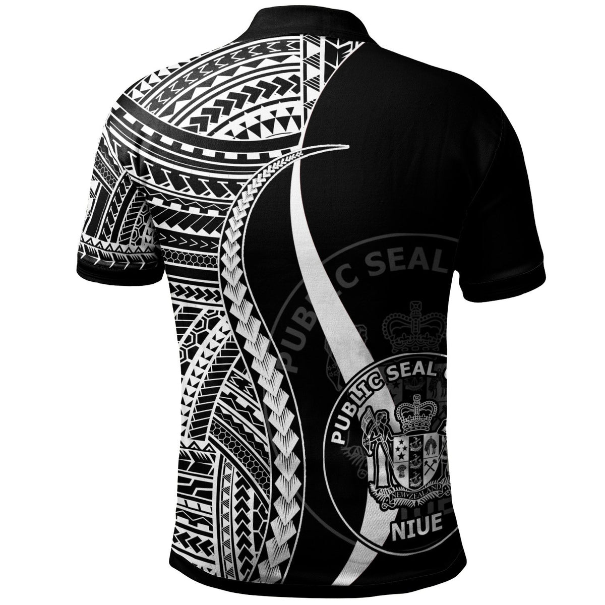 Niue Polo Shirt White Polynesian Tentacle Tribal Pattern - Polynesian Pride