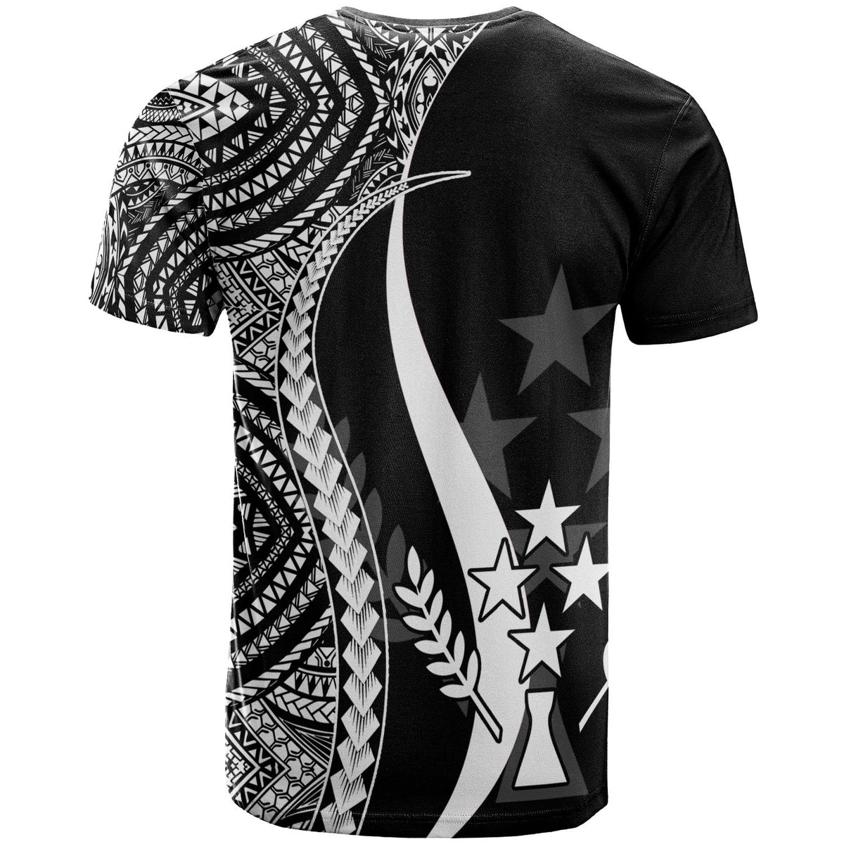 Kosrae T Shirt White Micronesian Tentacle Tribal Pattern - Polynesian Pride