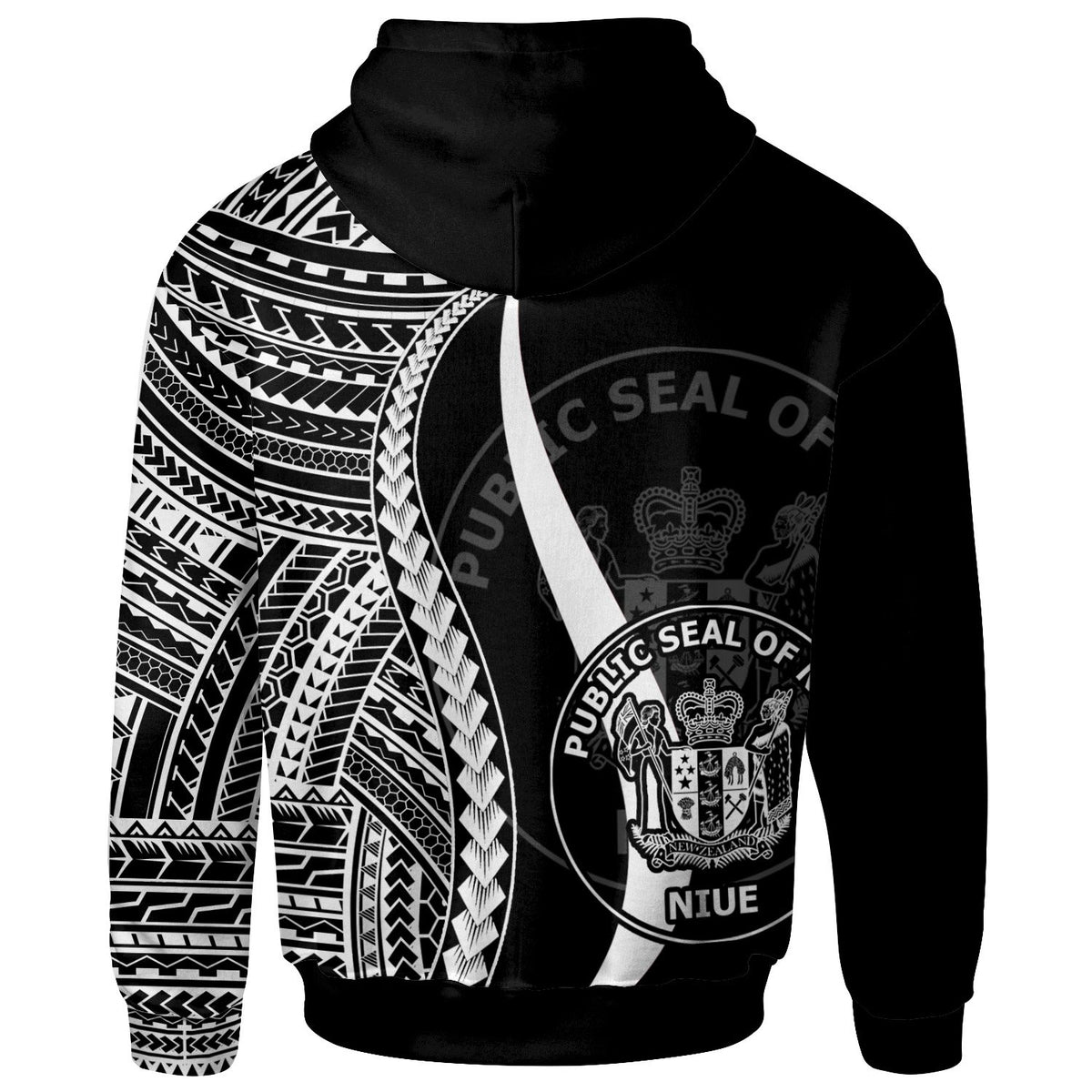 Niue Zip up Hoodie White Tentacle Tribal Pattern - Polynesian Pride