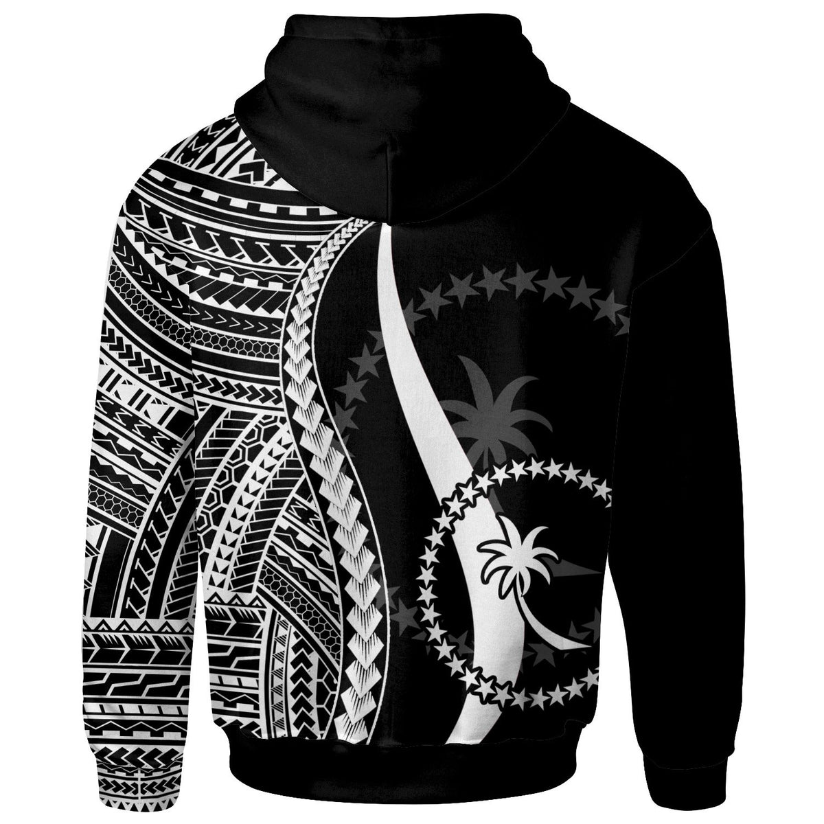 Chuuk Hoodie White Tentacle Tribal Pattern - Polynesian Pride
