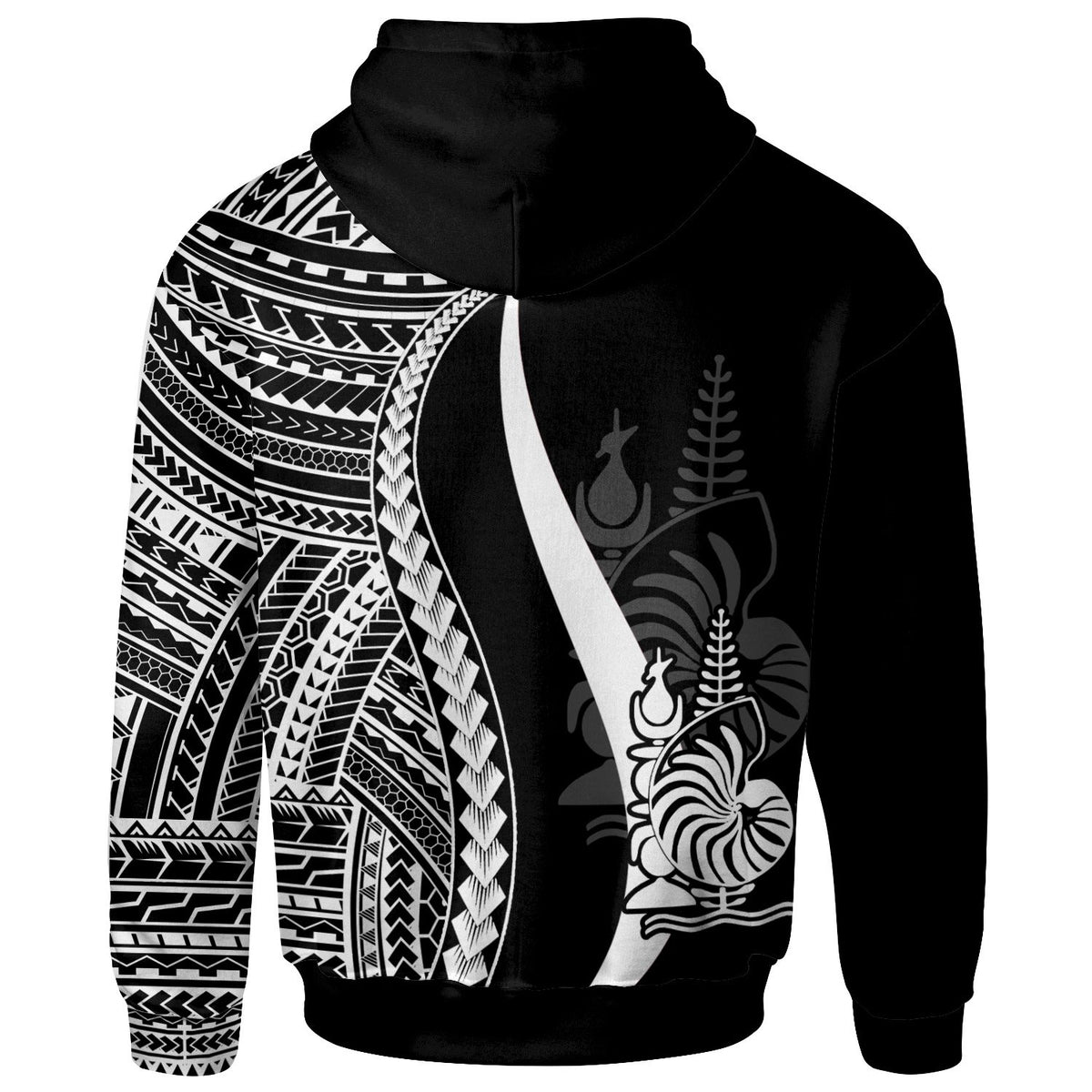 New Caledonia Hoodie White Tentacle Tribal Pattern - Polynesian Pride