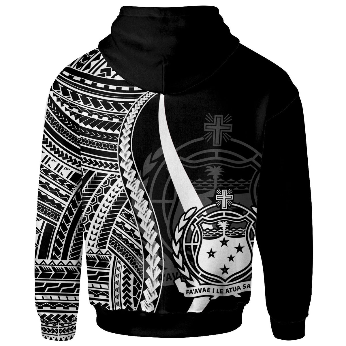 Samoa Hoodie White Tentacle Tribal Pattern - Polynesian Pride