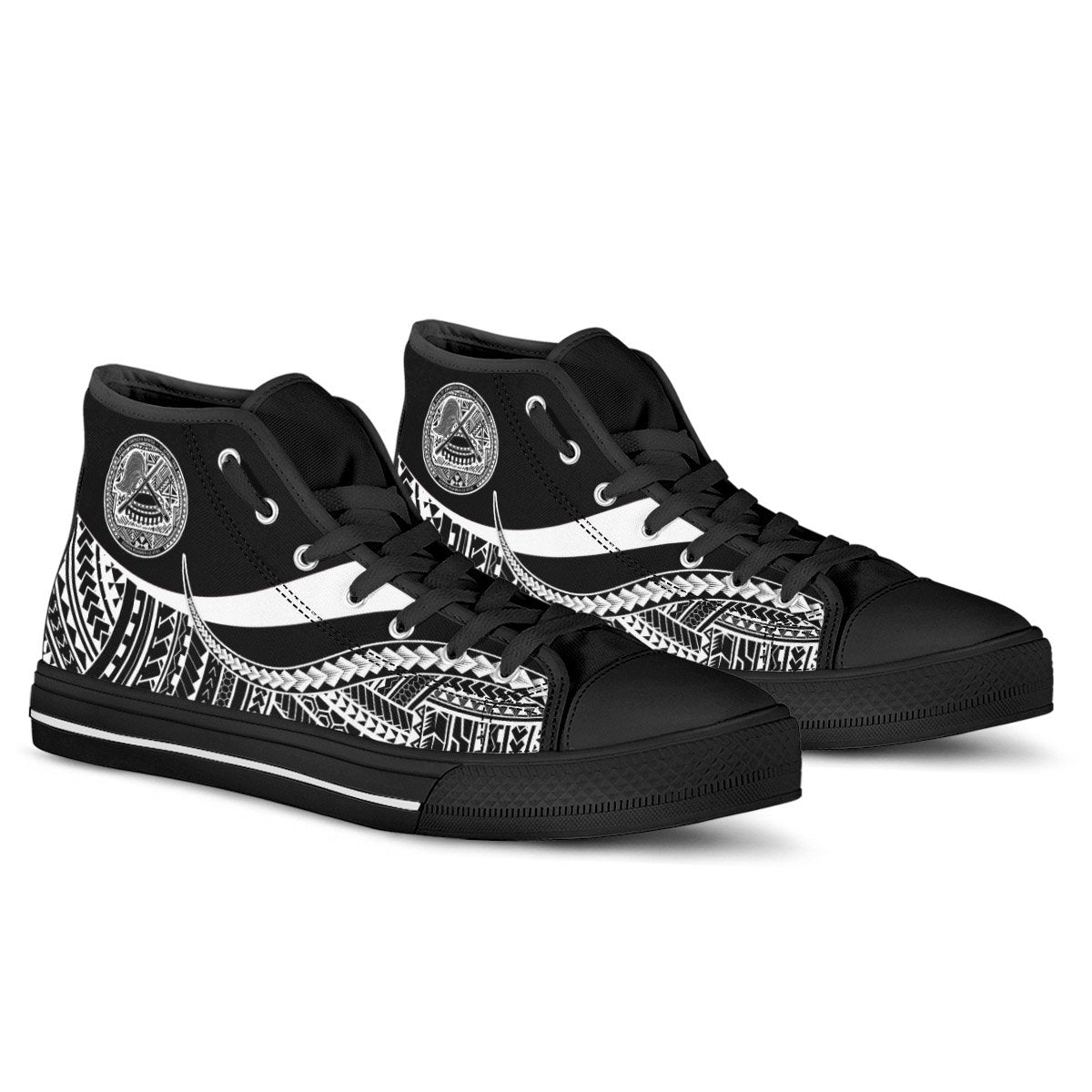 American Samoa Custom Personalised High Top Shoes White - Polynesian Tentacle Tribal Pattern - Polynesian Pride