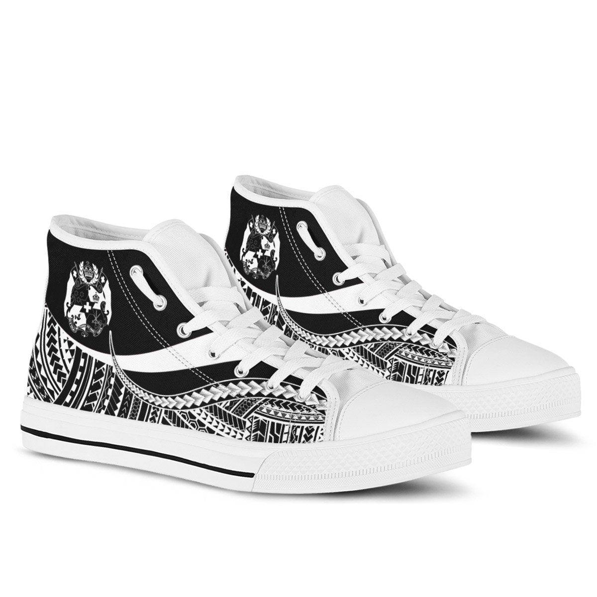Tonga High Top Shoes White - Polynesian Tentacle Tribal Pattern Unisex White - Polynesian Pride