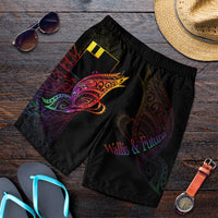 Wallis and Futuna Men's Shorts - Butterfly Polynesian Style Black - Polynesian Pride
