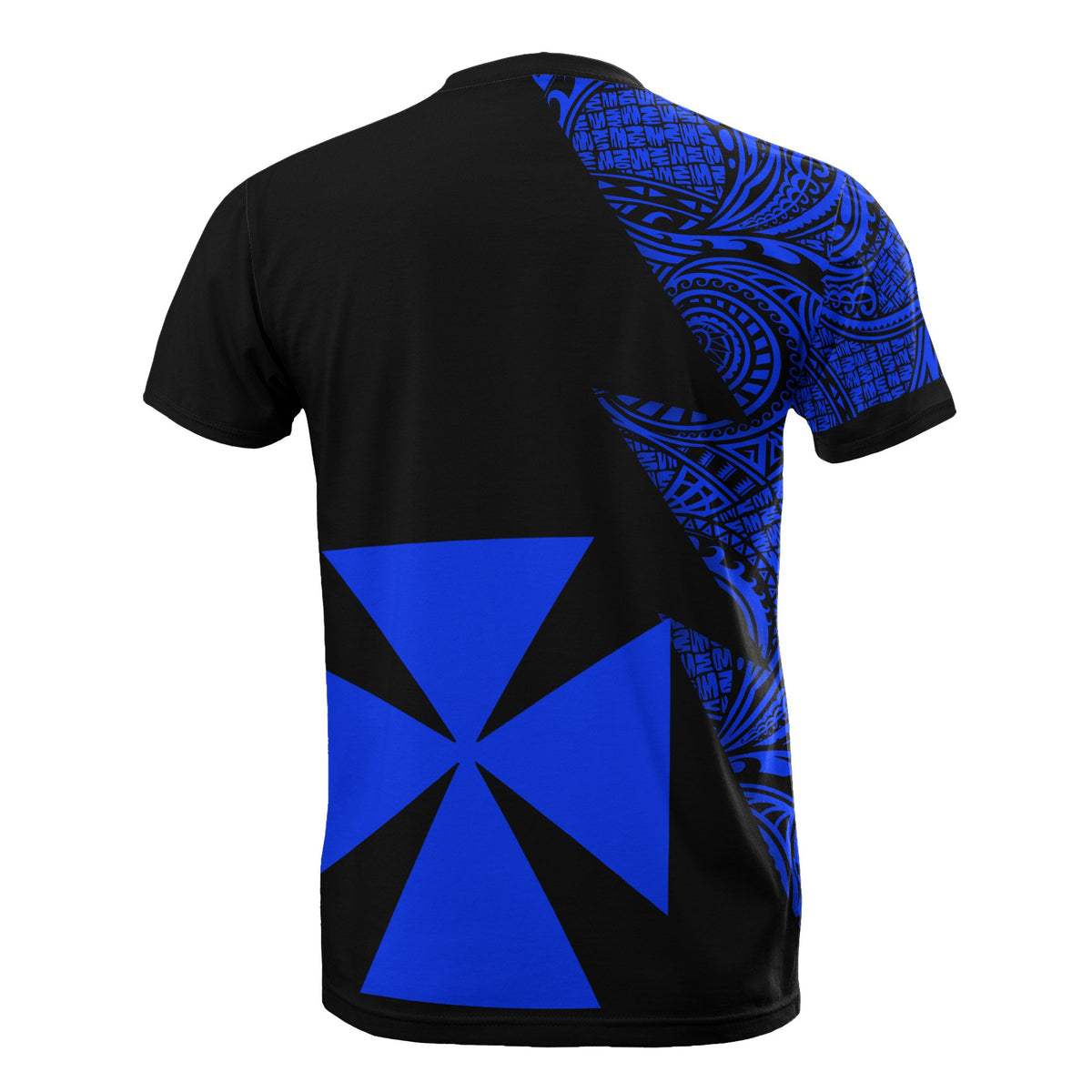 Wallis and Futuna T Shirt Polynesian Pattern Blue Flash Style - Polynesian Pride