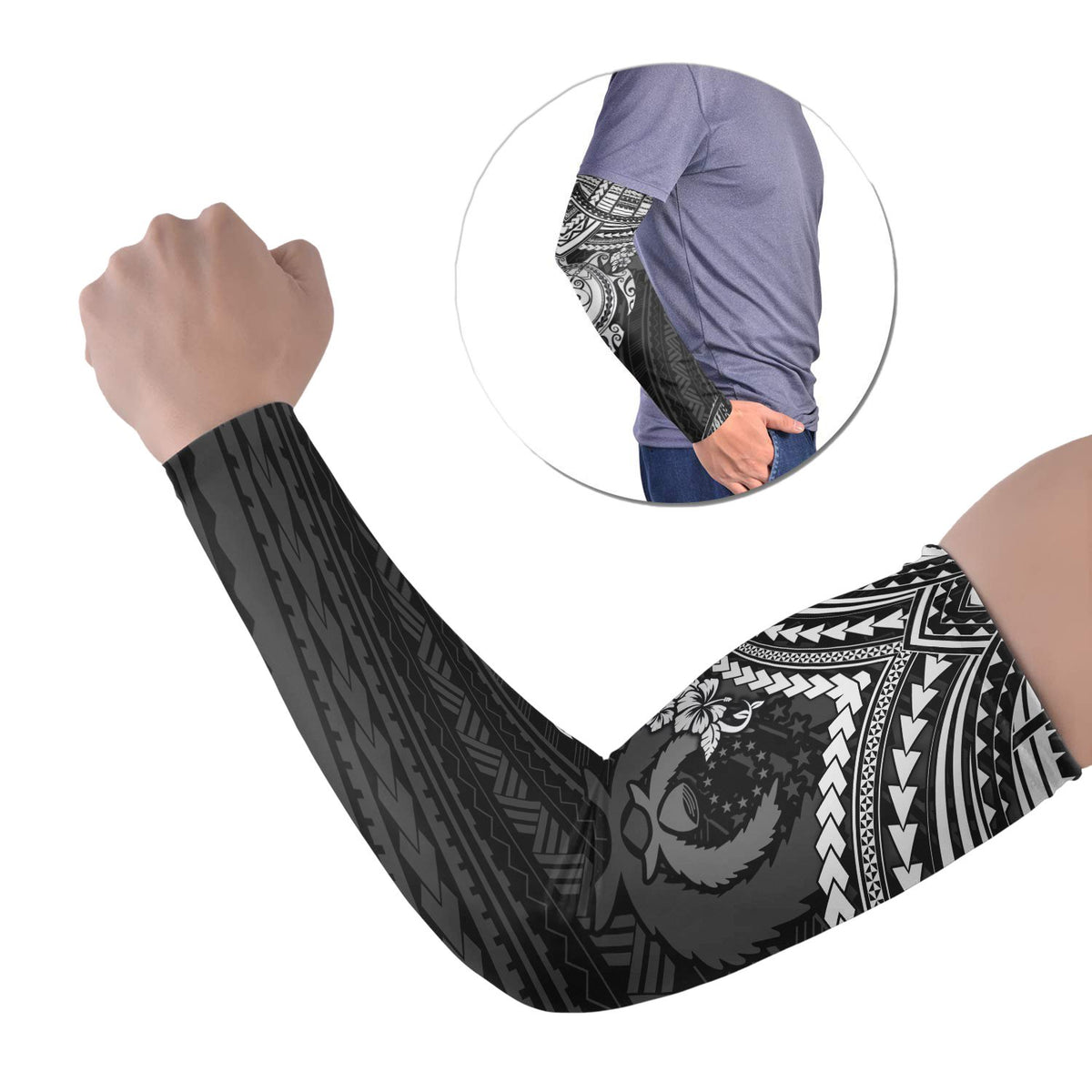 Pohnpei Arm Sleeve (Set of Two) - Polynesian Turtle Set of 2 White - Polynesian Pride