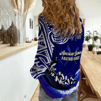 (Custom Personalised) American Samoa Women Casual Shirt Fautasi Race Samoan Pattern Ver.01 LT14 - Polynesian Pride