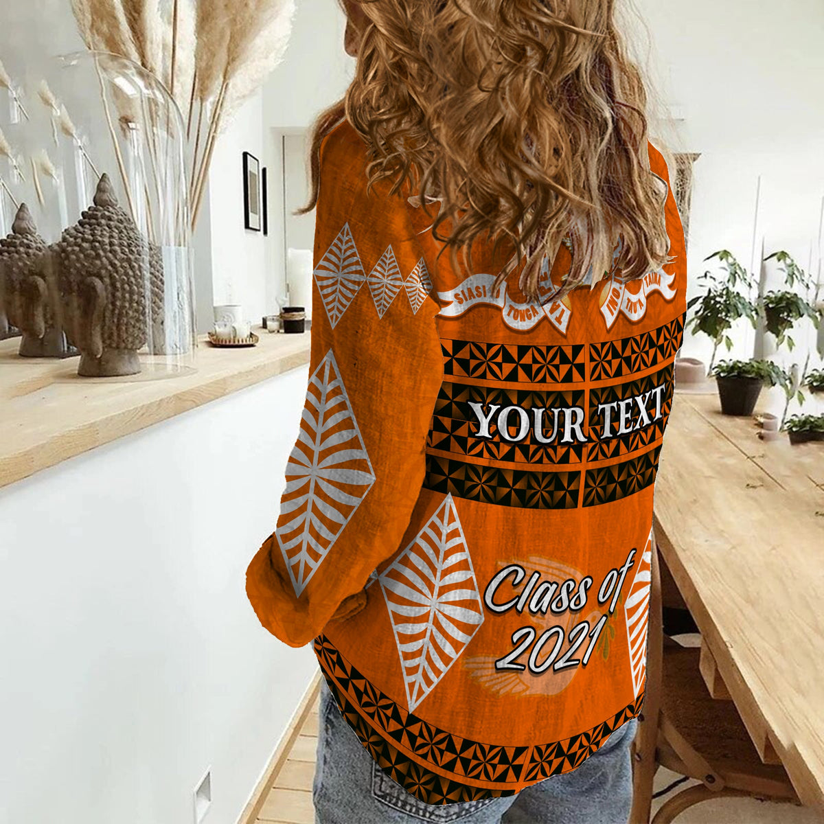 (Custom Personalised) Tailulu College Women Casual Shirt Tonga Pattern - Class Year and Your Text LT13 - Polynesian Pride