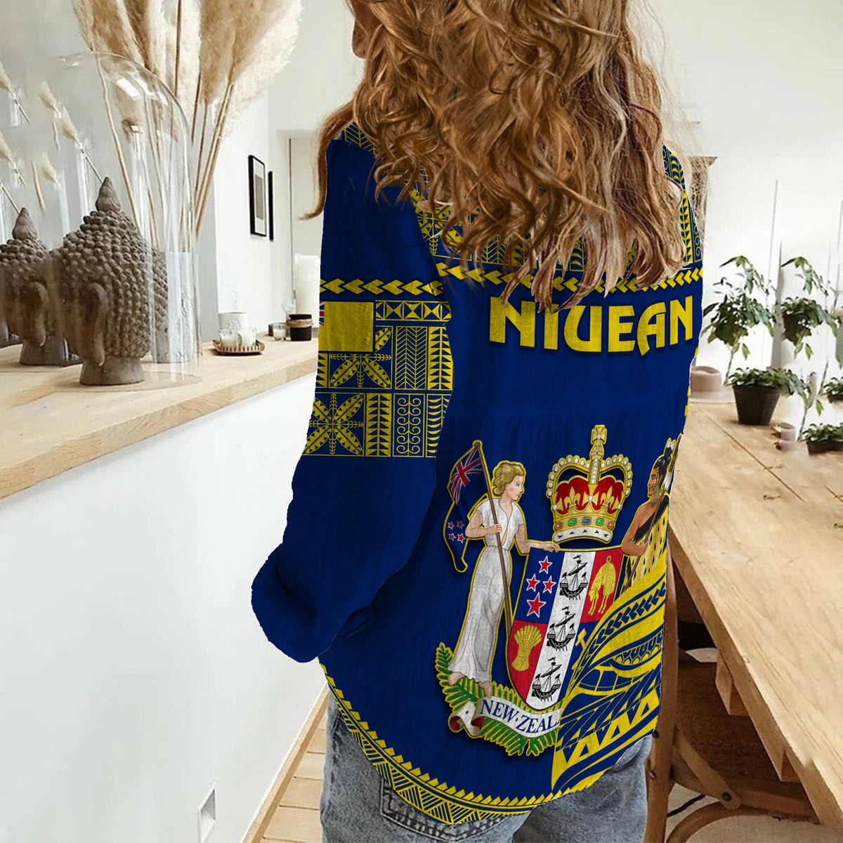 Niue Women Casual Shirt Hiapo Mix Polynesian Happy Constitution Day LT14 - Polynesian Pride