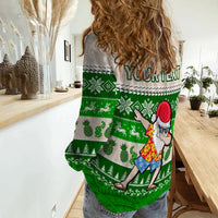 (Custom Personalised) Hawaii Mele Kalikimaka Women Causal Shirt Dabbing Santa Green Merry Christmas LT14 - Polynesian Pride