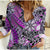 (Custom Personalised) Hawaii Women Casual Shirt Tribal Plumeria With Polynesian Turtle Ver.02 LT14 Female Purple - Polynesian Pride