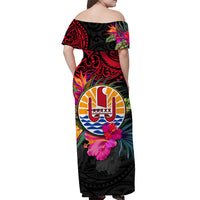 (Custom Personalised) Tahiti Off Shoulder Long Dress Alluring Polynesia and Tropical Flowers French Polynesia LT13 - Polynesian Pride
