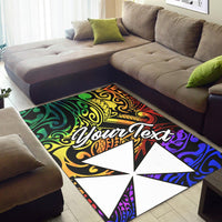 Wallis and Futuna Custom Personalised Area Rug - Rainbow Polynesian Pattern - Polynesian Pride
