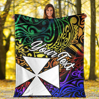 Wallis and Futuna Custom Personalised Premium Blanket - Rainbow Polynesian Pattern - Polynesian Pride