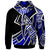Guam Zip up Hoodie Tribal Flower Special Pattern Blue Color - Polynesian Pride