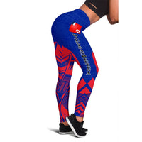 Wallis And Futuna Polynesian Leggings - Polynesian Tattoo Flag Version Blue - Polynesian Pride