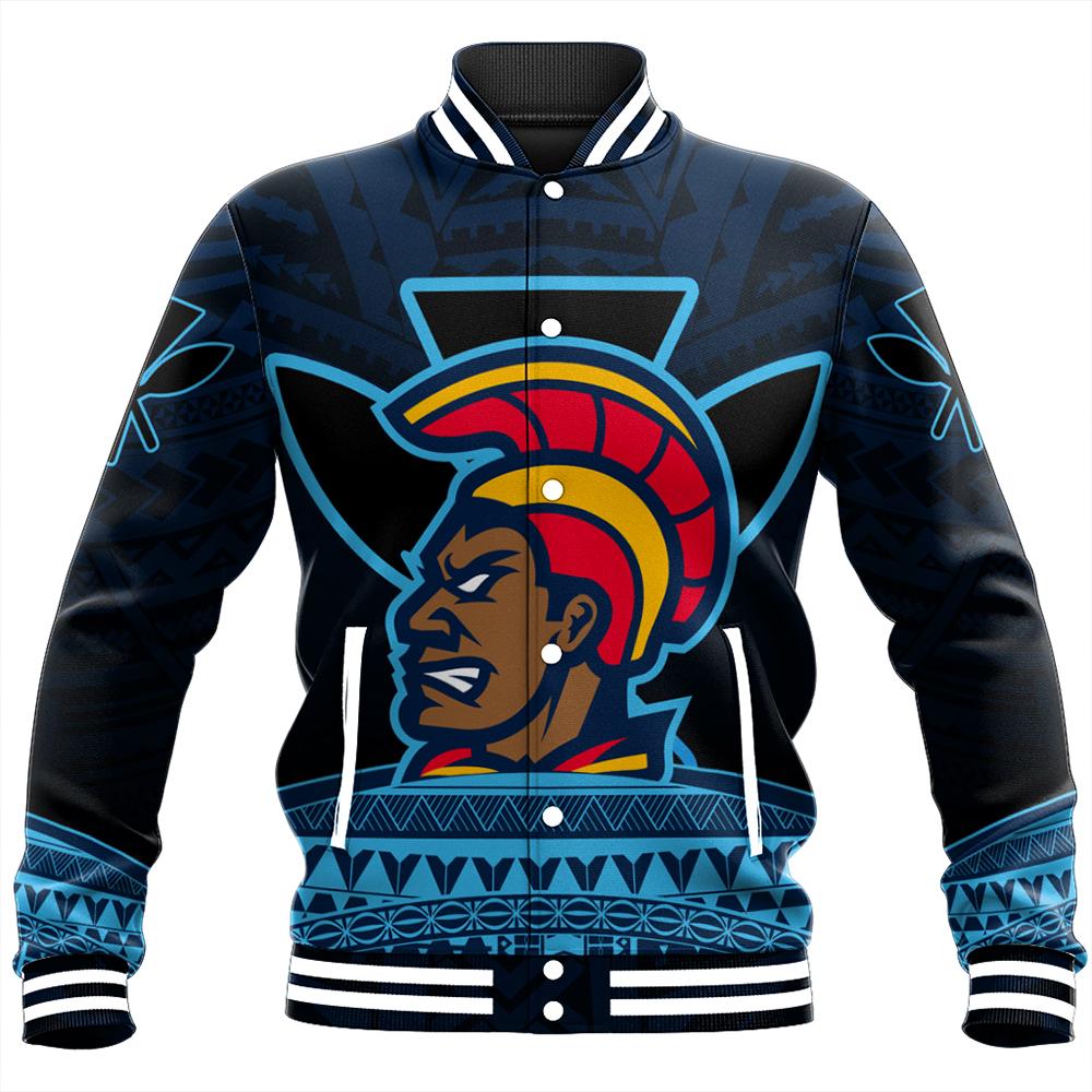 Hawaiian - Polynesian Kanaka Warrior Baseball Jacket - Strong Style - AH Unisex Blue - Polynesian Pride