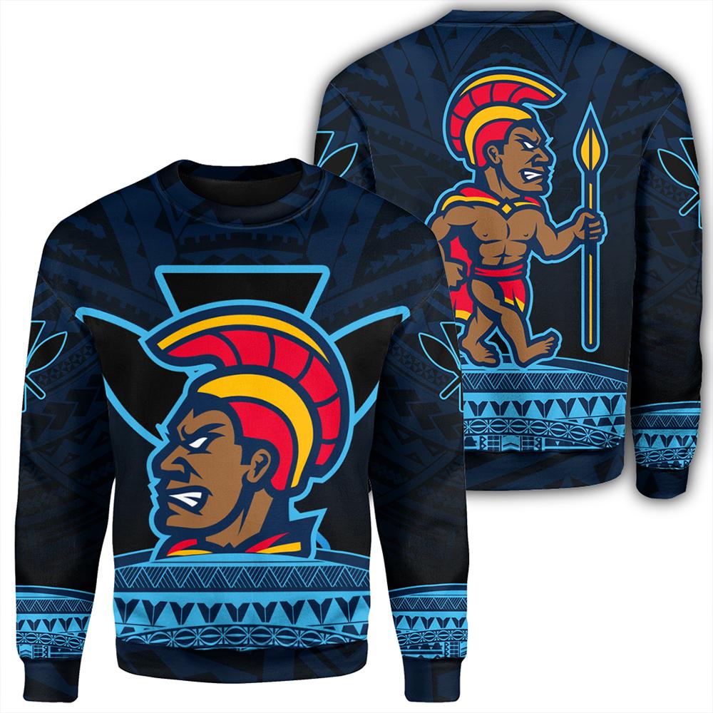 Hawaiian - Polynesian Kanaka Warrior Sweat Shirt - Strong Style - AH Unisex Blue - Polynesian Pride