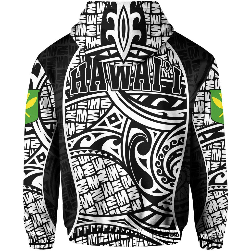 Polynesian Kanaka Maoli Hawaii Zip Hoodie White Gel Style - Polynesian Pride