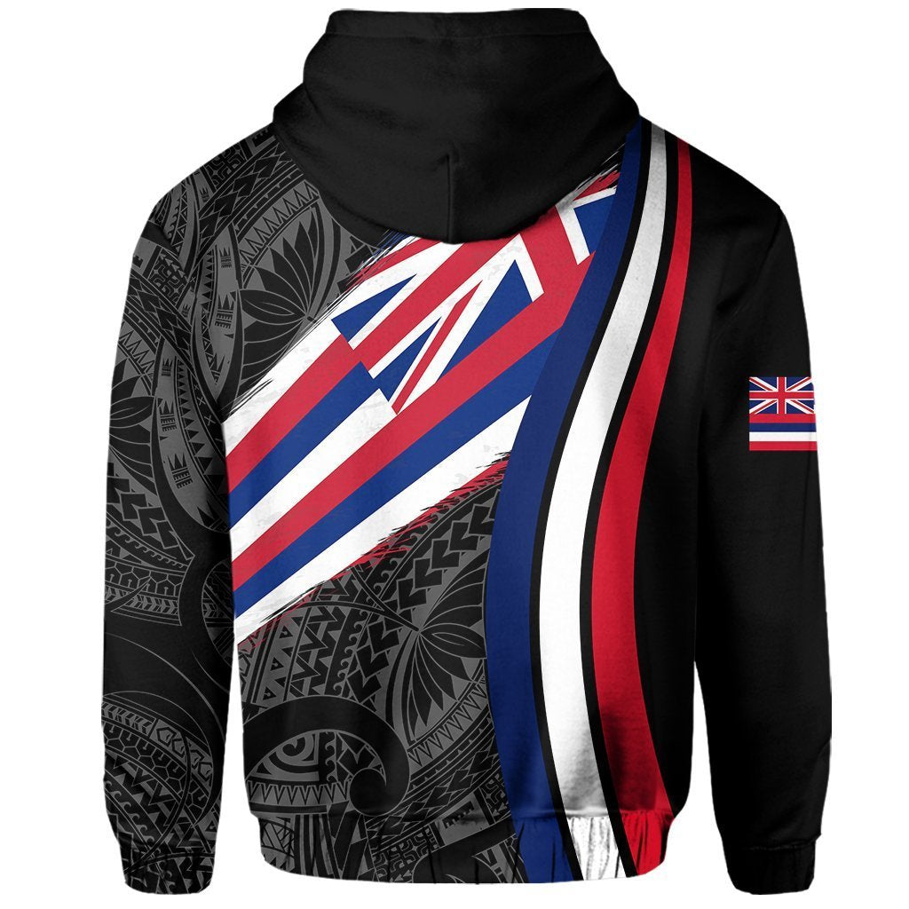 Hawaii Flag Polynesian Hoodie Zip White Ten Style - Polynesian Pride