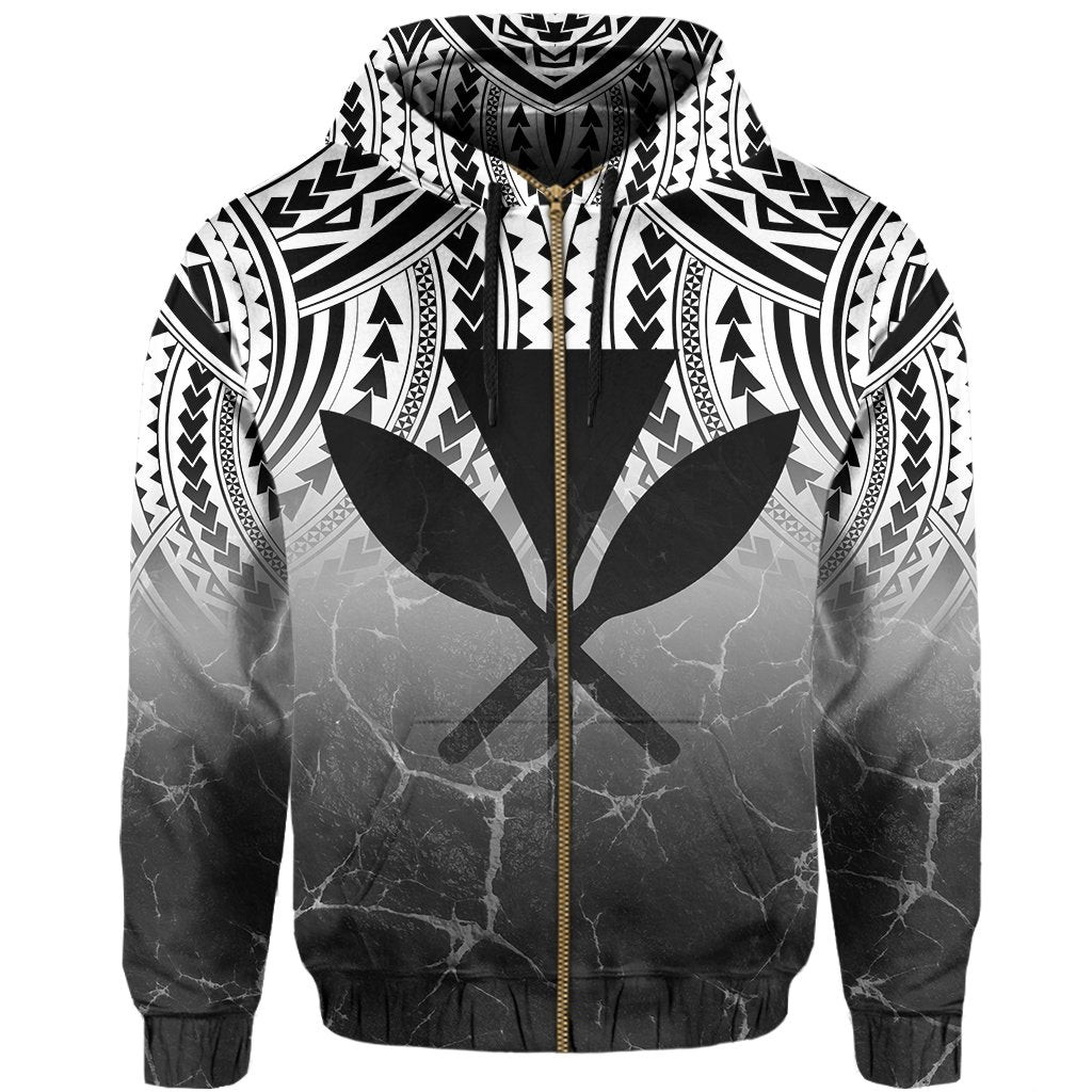 Hawaii Polynesian Kanaka Map Eruption Hoodie Zip Roman Style White - Polynesian Pride