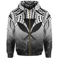 Hawaii Polynesian Kanaka Map Eruption Hoodie Zip Roman Style White - Polynesian Pride