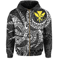 Hawaii Hoodie Zip Polynesian Kanaka Map Hawaiian Hoodie Zip White TT Style - Polynesian Pride