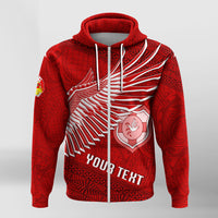 Custom Tonga Rugby Zip up Hoodie Ikale Tahi Soaring Wings LT7 - Polynesian Pride