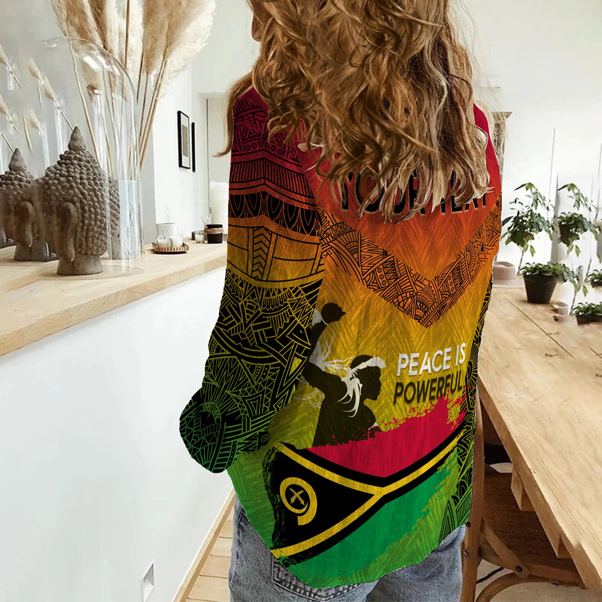 Vanuatu Father Lini Quote Women Casual Shirt Flag Style - Black LT7 - Polynesian Pride