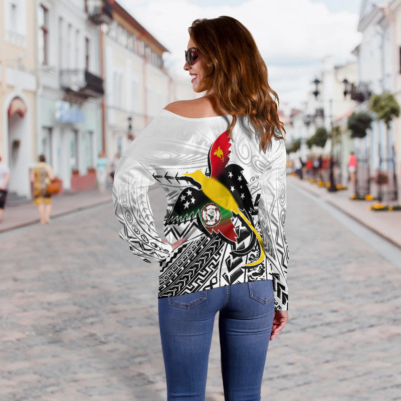Papua New Guinea And East New Britain Province Off Shoulder Sweater LT6 - Polynesian Pride