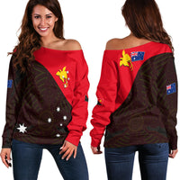 Papua New Guinea And Australia Off Shoulder Sweater LT6 - Polynesian Pride