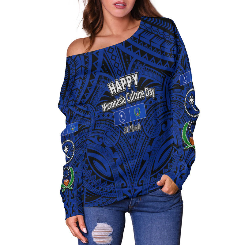 Micronesia Culture Day Women's Off Shoulder Sweater Chuuk And Pohnpei LT6 LT6 - Polynesian Pride