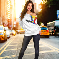 Pilipinas Off Shoulder Sweater Simple Style - White LT6 Women White - Polynesian Pride