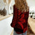 Hawaii Women Casual Shirt Shark and Turtle Mix Kakau Red LT9 - Polynesian Pride