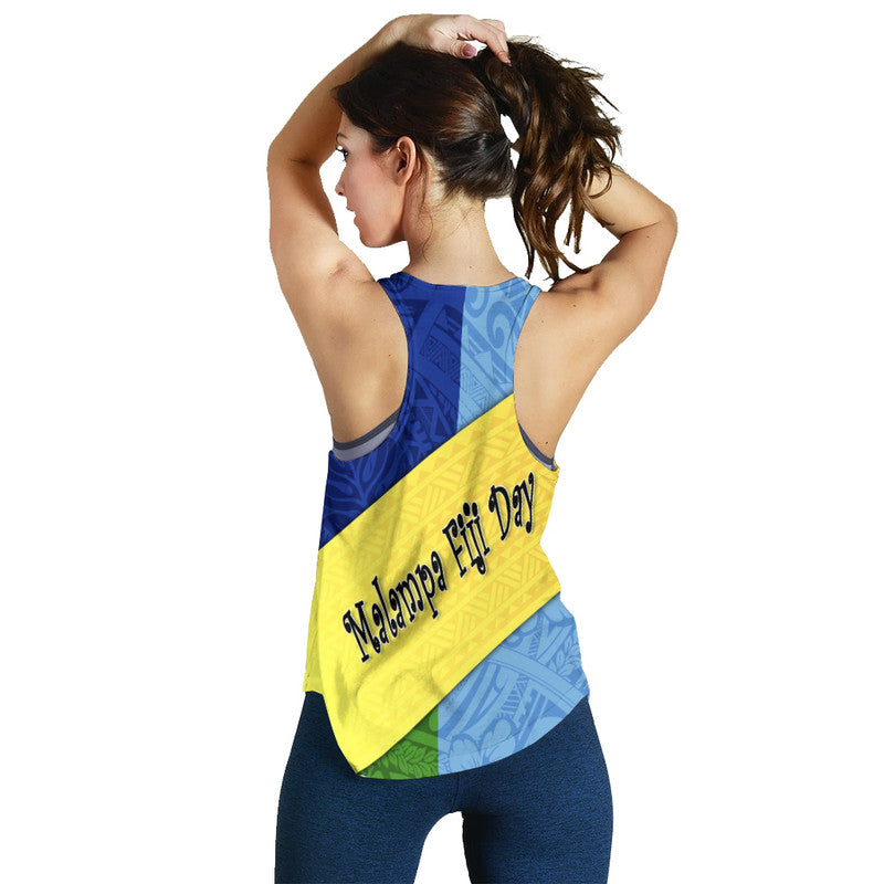 Malampa Fiji Day Women Racerback Tank Polynesian Line Arty Style LT9 - Polynesian Pride