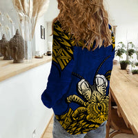 Niue Uga Casual Shirt Tribal Patterns Blue Style LT6 - Polynesian Pride