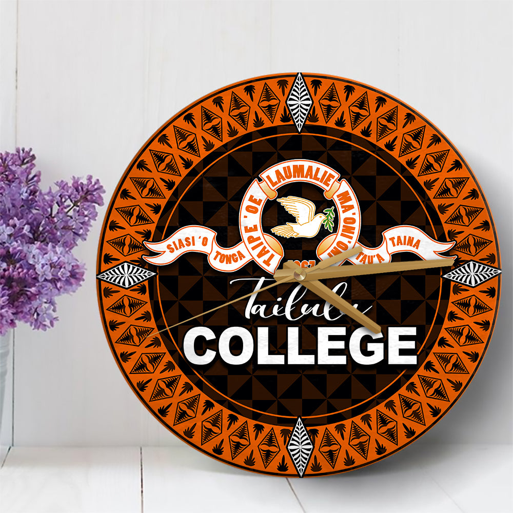 Tailulu College Wall Clock Polynesian Circle No.1 LT6 30 cm Orange - Polynesian Pride