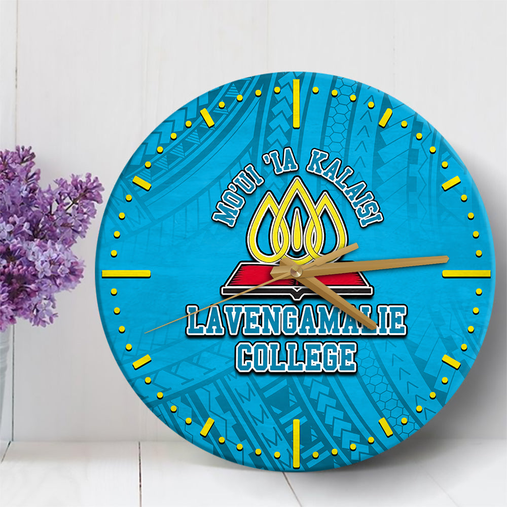 Lavengamalie College Wall Clock Polynesian Patterns LT6 30 cm Blue - Polynesian Pride